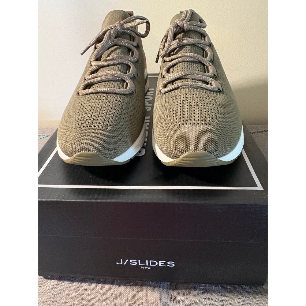 J Slides khaki green knit Gabby sneakers size 8